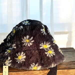 Floral Black Bucket Hat